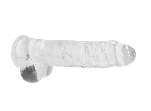 Godemiché avec ventouse Realistic Cock 9-Inch transparent avec scrotum 19cm x 4.5cm TPE de REALROCK à bas prix