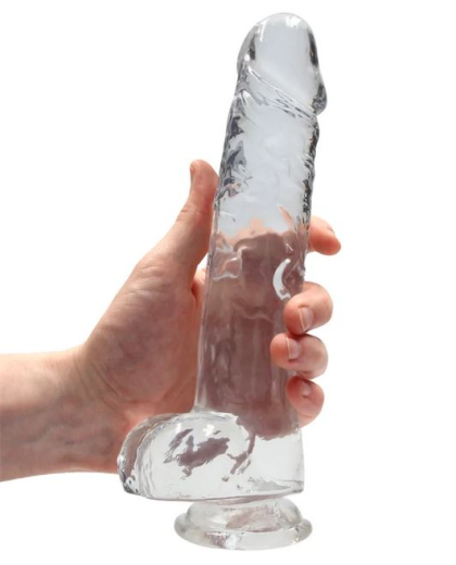 Godemiché avec ventouse Realistic Cock 9-Inch transparent avec scrotum 19cm x 4.5cm insérable TPE réaliste acheter