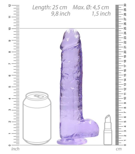Godemiché avec ventouse Realistic Cock 9-Inch violet 19cm x 4.5cm matériel TPE réaliste de REALROCK à bas prix