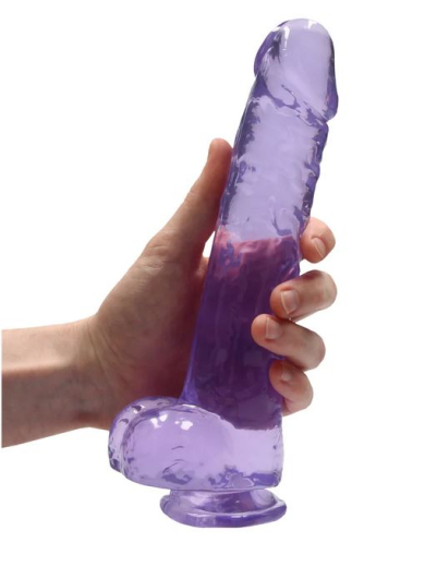 Godemiché avec ventouse Realistic Cock 9-Inch violet avec scrotum 19cm x 4.5cm insérable TPE réaliste acheter à bas prix