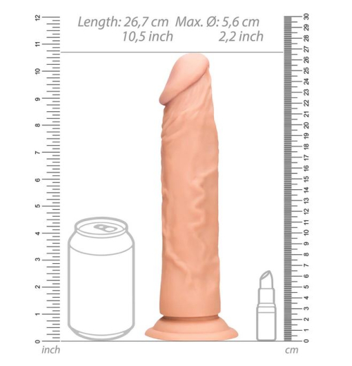 Dildo m. Saugfuss Realistic Dong 10-Inch haut samtweiches TPE O-Ring Harness kompatibel von REALROCK kaufen