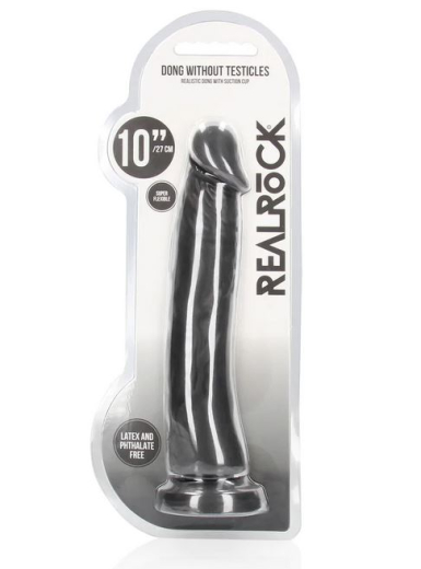 Dildo w. Suction Cup Realistic Dong 10-Inch black TPE O-Ring Strap-On-Harness compatible buy cheap