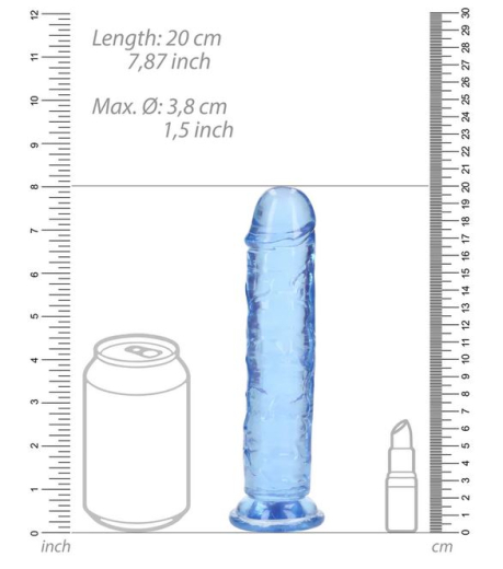 Dildo w. Suction Cup Realistic Dong 7-Inch blue ultra-soft & lifelike TPE 18cm x 3.8cm insertable by REALROCK buy