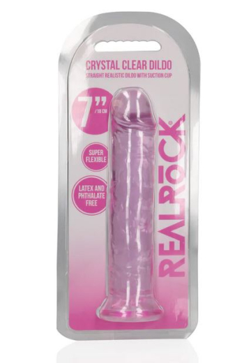 Dildo w. Suction Cup Realistic Dong 7-Inch pink ultra-soft & lifelike TPE 3.8cm Diameter Strap-On compatible buy cheap