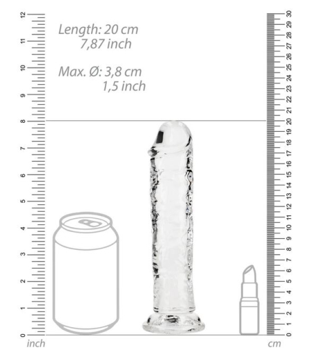 Dildo w. Suction Cup Realistic Dong 7-Inch transparent ultra-soft & lifelike TPE 18cm x 3.8cm insertable buy