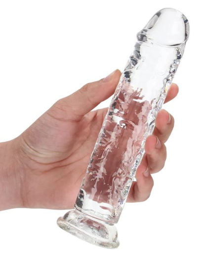Dildo w. Suction Cup Realistic Dong 7-Inch transparent ultra-soft TPE 18cm x 3.8cm Strap-On compatible by REALROCK buy