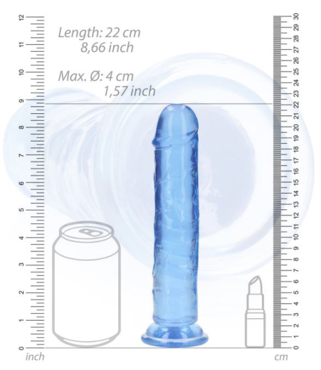Dildo m. Saugfuss Realistic Dong 8-Inch blau 20cm x 4cm einführbar TPE von REALROCK günstig kaufen