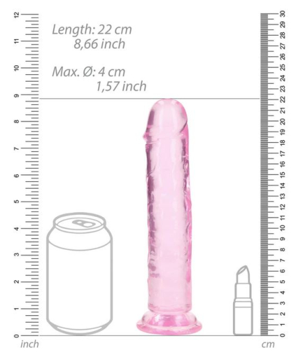Dildo w. Suction Cup Realistic Dong 8-Inch pink ultra-soft & lifelike TPE 20cm x 4cm insertable with Veins buy