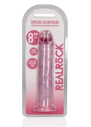 Dildo w. Suction Cup Realistic Dong 8-Inch pink TPE 20cm x 4cm w. Veins Strap-On compatible by REALROCK buy
