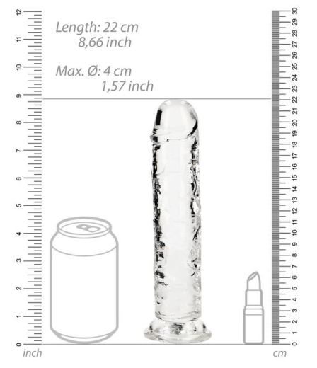 Dildo m. Saugfuss Realistic Dong 8-Inch transparent 4cm Durchmesser lebensechtes TPE von REALROCK günstig kaufen