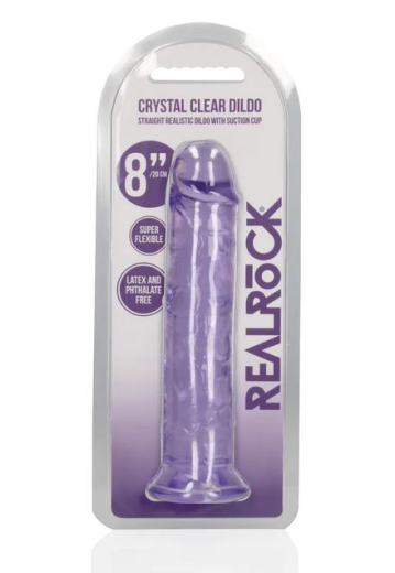 Dildo m. Saugfuss Realistic Dong 8-Inch violett 4cm Durchmesser lebensechtes TPE Harness kompatibel kaufen