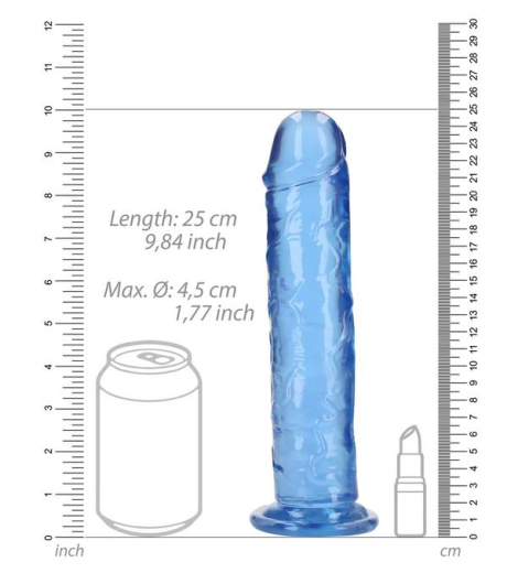 Dildo w. Suction Cup Realistic Dong 9-Inch blue lifelike TPE 23cm x 4.5cm with Veins Strap-On compatible buy