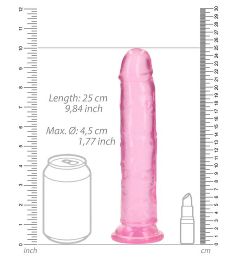 Dildo m. Saugfuss Realistic Dong 9-Inch pink 23cm x 4.5cm einführbar lebensechtes TPE von REALROCK günstig kaufen