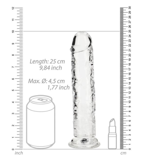 Dildo m. Saugfuss Realistic Dong 9-Inch transparent 23cm x 4.5cm lebensechtes TPE Strap-On Harness kompatibel kaufen