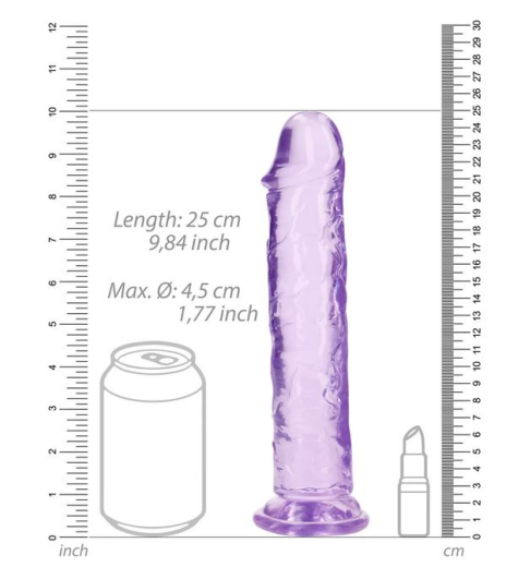 Dildo m. Saugfuss Realistic Dong 9-Inch violett 23cm x 4.5cm einführbar lebensechtes TPE von REALROCK kaufen