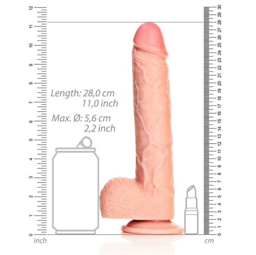 Dildo w. Suction Cup Straight 10-Inch skin 5.6cm Diameter with Balls & Veins PVC by REALROCK buy cheap