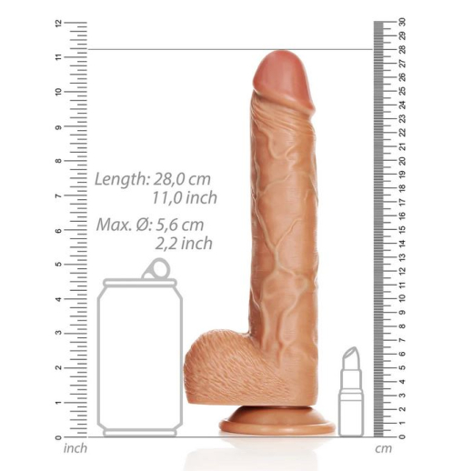 Dildo m. Saugfuss Straight 10-Inch hellbraun 21cm x 5.6cm mit Hodensack dauerhaftes PVC von REALROCK kaufen