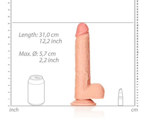 Dildo m. Saugfuss Straight 11-Inch haut 23cm x 5.7cm geädert mit Hodensack PVC-Material kaufen