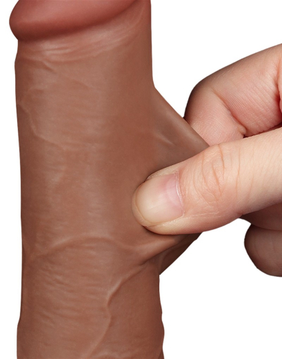 Dildo Sliding Skin 7.5-Inch w. screwed Suction Base brown