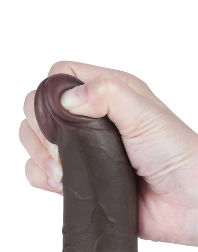 Dildo Sliding Skin 7.5-Inch w. screwed Suction Base brown