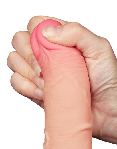 Dildo Sliding Skin 7.5-Inch curved w. screwed Suction Base