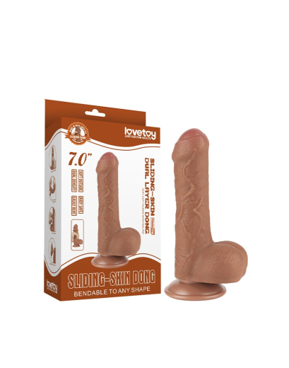 Dildo Sliding Skin 7-Inch UC m. abschraubbarem Saugnapf braun
