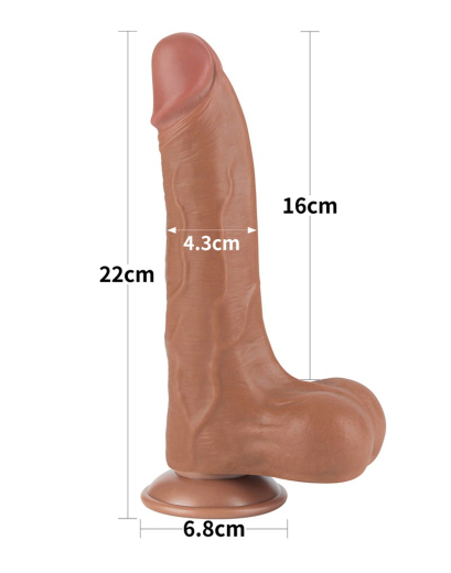 Dildo Sliding Skin 8.5-Inch m. abschraubbarem Saugnapf braun