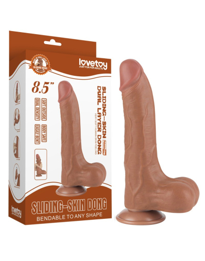 Dildo Sliding Skin 8.5-Inch m. abschraubbarem Saugnapf braun