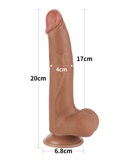 Dildo Sliding Skin 8.5-Inch slim m. abschraubbarem Saugnapf braun