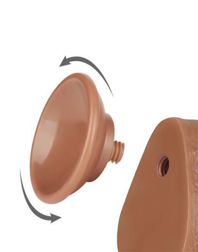 Dildo Sliding Skin 8.5-Inch slim m. abschraubbarem Saugnapf braun