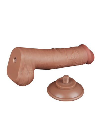 Dildo Sliding Skin 8-Inch m. abschraubbarem Saugnapf braun