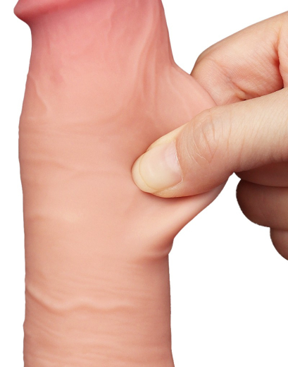 Dildo Sliding Skin 8-Inch slim w. screwed Suction Base