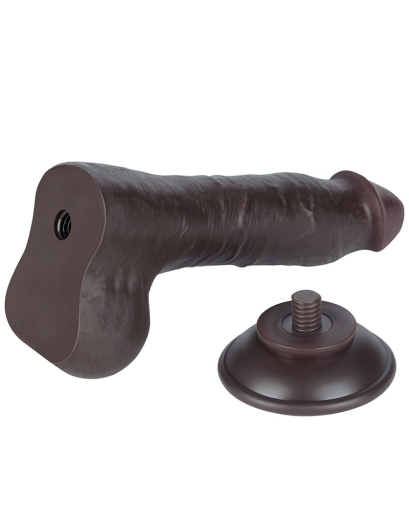 Dildo Sliding Skin 8-Inch slim w. screwed Suction Base brown