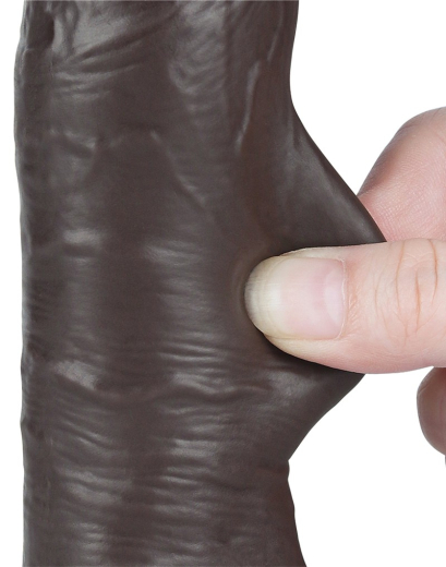 Dildo Sliding Skin 8-Inch slim w. screwed Suction Base brown