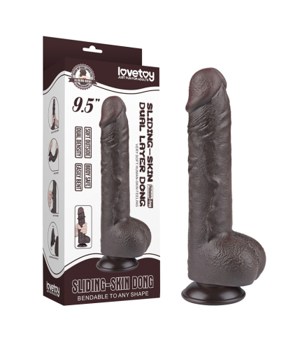 Dildo Sliding Skin 9.5-Inch m. abschraubbarem Saugnapf schwarz