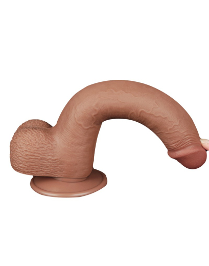 Dildo Sliding Skin 9-Inch w. screwed Suction Base brown