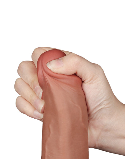 Dildo Sliding Skin 9-Inch w. screwed Suction Base brown