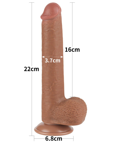 Dildo Sliding Skin 9-Inch w. screwed Suction Base brown