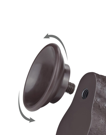 Dildo Sliding Skin 9-Inch w. screwed Suction Base brown