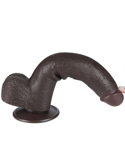 Dildo Sliding Skin 9-Inch w. screwed Suction Base brown