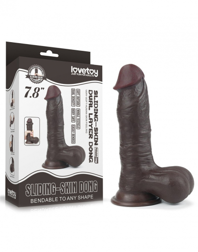 Dildo Sliding Skin Dual Layer 7.8-Inch schwarz