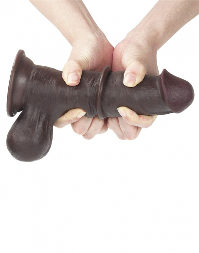 Dildo Sliding Skin Dual Layer 7.8-Inch schwarz