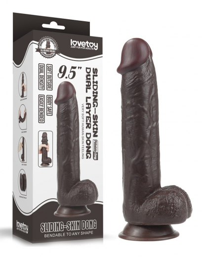 Dildo Sliding Skin Dual Layer 9-Inch schwarz