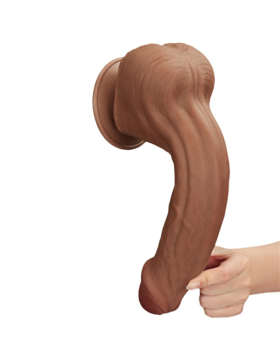 Dildo Sliding Skin Dual Layer King Sized 11.5-Inch brown