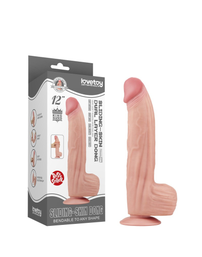 Dildo Sliding Skin Dual Layer King Sized 12-Inch