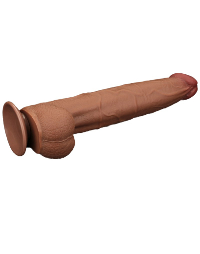 Dildo Sliding Skin Dual Layer King Sized 13.5-Inch brown