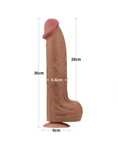 Dildo Sliding Skin Dual Layer King Sized 14-Inch braun