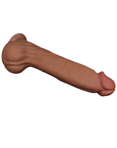 Dildo Sliding Skin Dual Layer King Sized 14-Inch braun