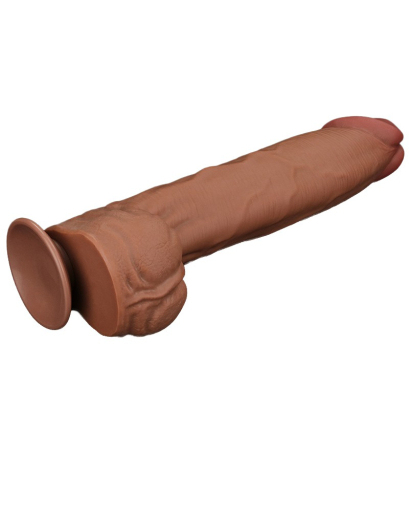Dildo Sliding Skin Dual Layer King Sized 14-Inch braun
