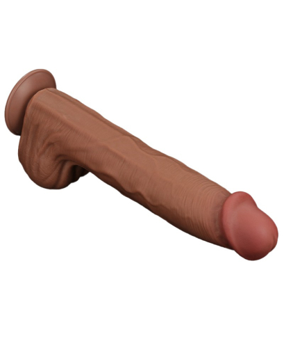 Dildo Sliding Skin Dual Layer King Sized 14-Inch braun
